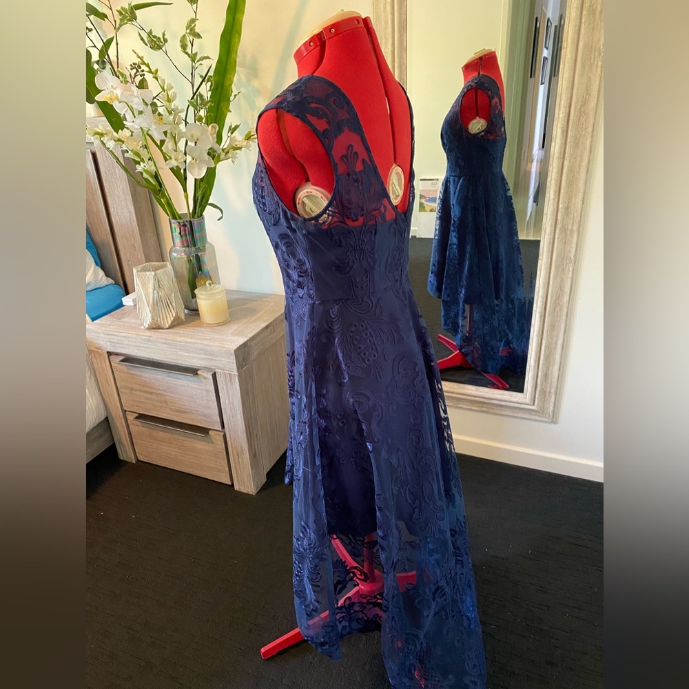 Pilgrim - Size 12 Stunning Navy Blue high low lace gown Also selling size 8 NWT - Picture 7 of 11